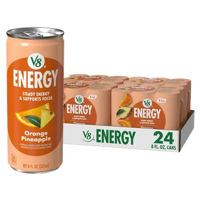 V8 Energy Orange Pineapple Energy Drink Cans